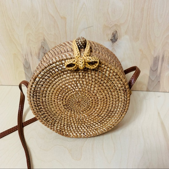 Anthropologie Bags Round Circle Rattan Straw Bag Poshmark